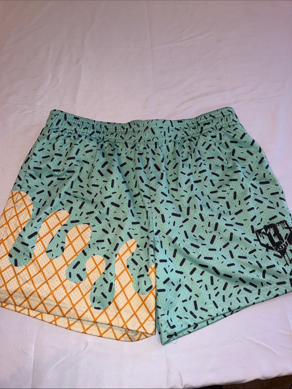 T0109207 Baseball lifestyle 101 Blue Water Droplet Swim Shorts